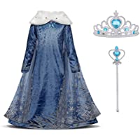 Los mejores  - URAQT Disfraz de Elsa- Vestido de Princesa Elsa- Vestido de Copo de Nieve de Encaje Fino con Varita de Hada y Tiara de…